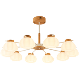 雷士（NVC）奶油原木风木棉花泡芙舒适光客厅吊灯餐厅吊灯灯具灯饰全屋套餐 泡芙 100瓦LED 智能高显指吊灯