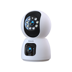 飞利浦（PHILIPS）摄像头家用监控器360度无死角带夜视全景监控无需连wifi终身免流量手机远程可对话室内高清监视器 4G免充值双摄+7天循环录像+终身免费