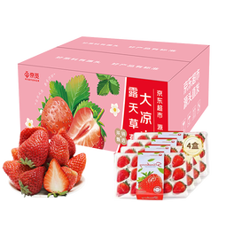 京觅四川大凉山草莓4盒礼盒装 单果13克+ 净重2.1斤+生鲜水果源头直发