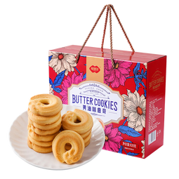 曲奇饼干礼盒820g早餐休闲零食代餐饱腹年货送礼独立包装曲奇饼干 福事多曲奇饼干礼盒820g 红色款*2盒