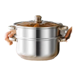 双层蒸锅不锈钢上蒸下煮蒸包子煮面条锅电磁炉燃气灶通用汤锅蒸笼 【限时特价】不锈钢本色 2层 22cm