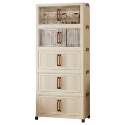 简易衣柜衣服置物柜家用多层移动收纳架客厅折叠储物柜租房储物柜 随机色·1层【不带轮】 48.5面宽