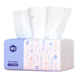 漫花400张5层抽纸大包纸巾大尺寸餐巾纸面巾纸擦手家用面巾纸 5层 400张*3包