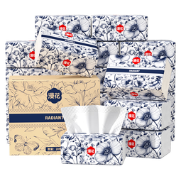 漫花中国风抽纸5层400张*40包四边压花不脱层面巾纸抽整箱批发餐巾纸