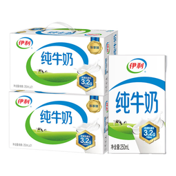 伊利纯牛奶250ml*21盒/箱*2箱 优质乳蛋白 0添加 营养早餐 礼盒装 100%生乳 1-2月产