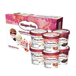 哈根达斯（Haagen-Dazs）6杯组合装 经典巧克力/香草/草莓100ml*6冰淇淋礼盒 量贩装
