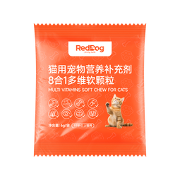 红狗猫用维生素软颗粒6g尝鲜装猫咪维生素猫用维生素宠物猫藓8合1配方