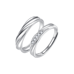 唯一（Winy）施华洛世奇锆999足银情侣对戒男女款一对戒指求婚结婚表白礼物