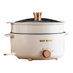 火锅专用锅电火锅电煮锅电蒸锅多功能一体电热锅多功能一锅多用蒸煮鸳鸯锅家用 加厚防烫28CM【适4-6人】4.0L+食品级蒸笼 正品国货【煮饭/炒菜/火锅】三档大