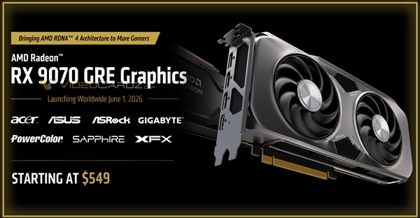 AMD中国特供显卡RX 9070 GRE走向全球:12GB大显存只要3700元起
