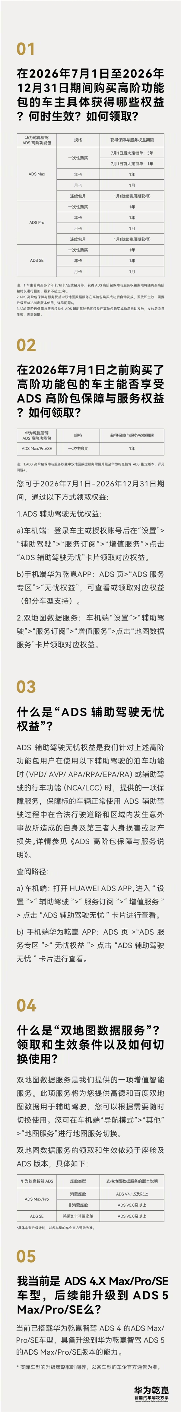华为乾崑智驾高阶包下月调价:取消限时优惠 恢复至3.6万元标准价