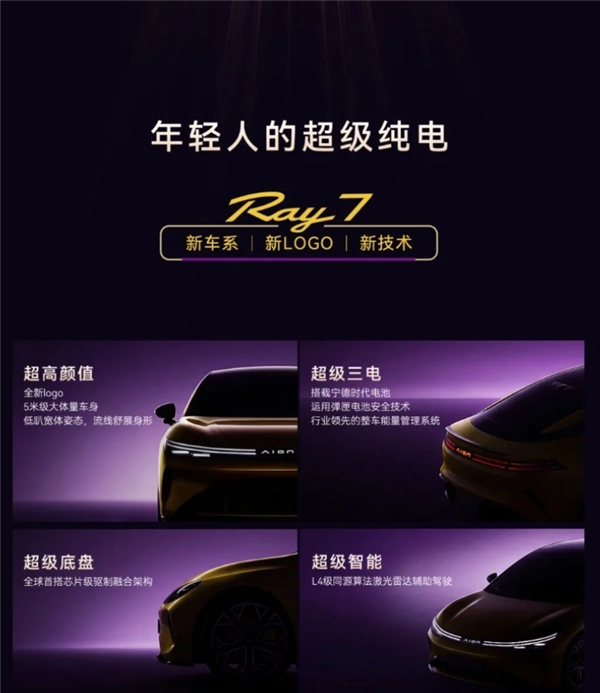 5米大体量车身！广汽埃安全新车系Ray登场：首款车型命名Ray 7